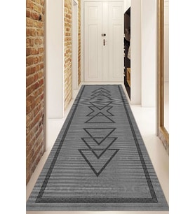 Dijital Baskılı Kaymaz Taban Yıkanabilir Modern Yolluk Ve Koridor Halısı NDU-SD-1063 (Gri)