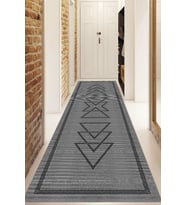 Dijital Baskılı Kaymaz Taban Yıkanabilir Modern Yolluk Ve Koridor Halısı NDU-SD-1063 (Gri)