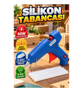 40W Sıcak Silikon Tabancası – 5 Silikon Çubuklu Hızlı Yapıştırma Seti