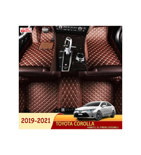 Miren Toyota Corolla 2019-2021 Uyumlu 5d Havuzlu Suni Deri OTO PASPAS (Kahverengi)