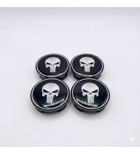 Beyaz Punisher Damla Geçme Jant Göbek Kapağı 4’lü Set 55/58mm Siyah