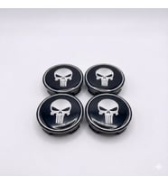 Beyaz Punisher Damla Geçme Jant Göbek Kapağı 4’lü Set 55/58mm Siyah