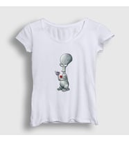 Presmono Kadın Beyaz Alien Roger Smith Dizi American Dad T-Shirt 299223tt (Beyaz)