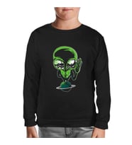 Alien on Planet Siyah Çocuk Sweatshirt