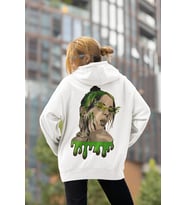 Tasarım Billie Eilish Baskılı Unisex Oversize Tasarım Şarkıcı Hoodie