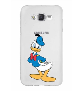 Samsung Galaxy J7 Kapak Donald Duck Tasarımlı Şeffaf Silikon Kılıf
