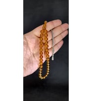 ÇUBUK KEHRİBAR TESBİH KÜRE KESİM SARI RENK T-420  (Çok Renkli)