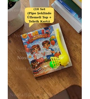 Karne Hediyesi 10 Set Pipo Şeklinde Üflemeli Top ve Tebrik Kartı