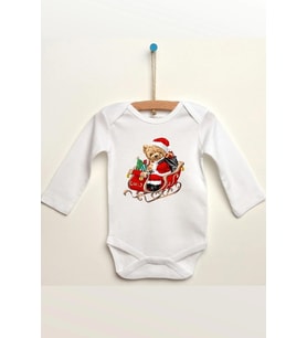 Teddy Bear Christmas Özel Tasarım Bebek Zıbın Pamuklu Çıtçıtlı Body