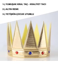 Altın Renk Eva Yumuşak Kral Kraliyet Tacı Yetişkin Çocuk Uyumlu 55cm