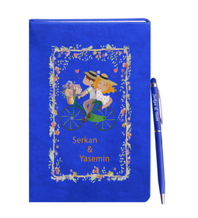 Sevgililer Gününe Özel Mavi Defter Kalem Hediye Seti 6