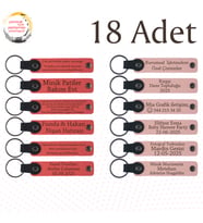 N Çiçeği & Y Ağzı, 18’li Set, Kişisel Mesajlı Deri Anahtarlık, Yaratıcı Çizim Atölyesine Hatıra