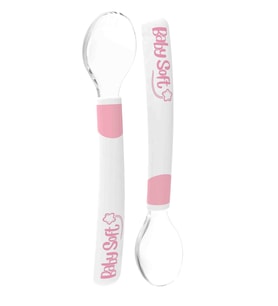 Baby Soft 2'li Silikon Mama Kaşığı (Pembe)