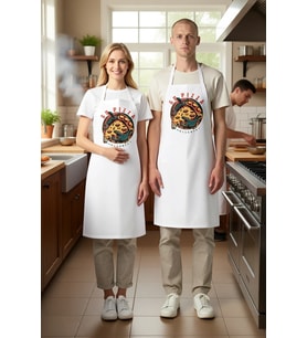 Unisex Mutfak Önlüğü Pizza Baskılı Dijital Desen Rahat Kesim Boyundan Askılı Günlük Aşçı Modern