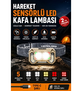 Uzun Menzilli Sensörlü LED Kafa Lambası Kamp ve Yürüyüş İçin