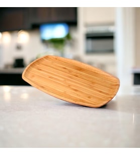 Bambu Lüx Bambu Kayık Sunum Tabağı Servis Tabak 30x18cm Sunum Tabağı, Dikdörtgen Sunum Tabağı
