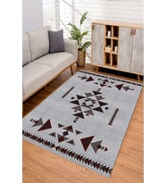 Dijital Kaymaz Taban Yıkanabilir Renkli Salon Halısı Mutfak Halısı Yolluk ND-SD-1058 (Gri)