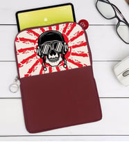 BK Gift Kurukafa Tasarımlı Taşınabilir Koruyucu Tablet Kılıfı & Organizer Çanta - Bordo-9