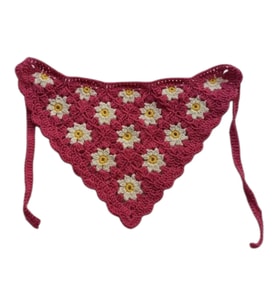 Papatya Motifli Örgü Bandana