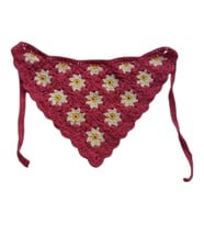 Papatya Motifli Örgü Bandana (K.Pembe)