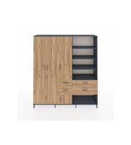 Hyperion Dolap 14 Raflı 4 Çekmeceli 4 Kapaklı 220x44x243 Antrasit-Çam/Çam