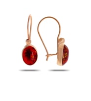 Kehribar Taşlı Rose Gümüş Küpe 5525 (Sarı)