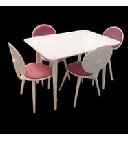 Masa-Sandalye 13572 RETRO Papel Tk model Kayın Retro kaplama Parlak beyaz El Yapı