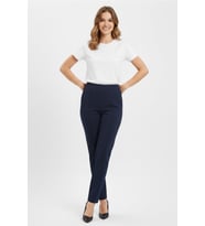 Kadın Beli Lastikli Çima Dikişli Cepli Kumaş Pantolon BGL-ST04818 (Lacivert)