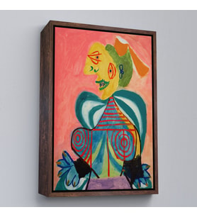 Çerçeveli Pablo Picasso - Lee Miller'ın Arlesienne Rolündeki Portre Tablosu (Kahverengi)