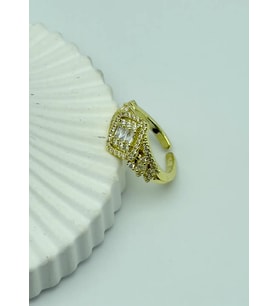 Çelik Gold Tek Taş Baget Ayarlanabilir Yüzük - 25yzk127