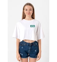 Squid Game Player 456 Beyaz Kadın Crop Tshirt