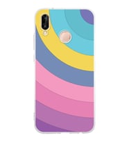 PrintiFy Huawei P20 Lite Uyumlu Kamera Korumalı Renk Cümbüşü B Tasarımlı Şeffaf Silikon Kılıf