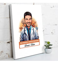 Kişiye Özel Hediye Karikatürlü En Yakışıklı Çocuk Doktoru Kanvas Tablo