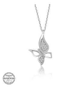 Swarovski Taşlı Gümüş Kelebek Bayan Kolye