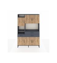 Arges Dolap 9 Raflı 3 Çekmeceli 6 Kapaklı 132x30x195 Antrasit-Çam/Antrasit