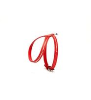 Taşlı Deri Köpek Göğüs Tasması 1,2 x 25-35 cm Kırmızı