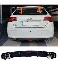 Audi A3 8P 2003-2007 Siyah Difüzör 4 Krom Egzoz Görünümlü Difizör Arka Ek Body Kit