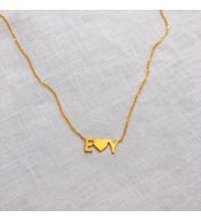 Kişiye Özel 925 Ayar Gümüş Minimal Çift Harf Kolye Sevgililer Günü Hediye Takı (Gold)