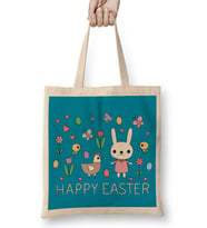 Happy Easter 01 Bez Çanta Uzun Saplı