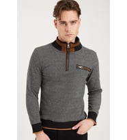 1039 DEWBERRY ERKEK SWEATSHIRT-SİYAH-BEYAZ