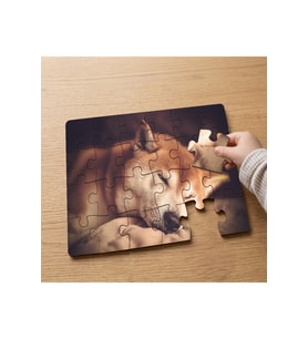 Uyuyan Sevimli Köpek Tasarımlı 24 Parça Ahşap Çocuk Puzzle MPK0438
