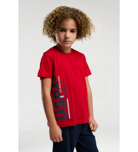 U.S. Polo Assn. 2013 Garson Erkek Çocuk Kırmızı Bisiklet Yaka Kısa Kol Manşetli Pijama Takım