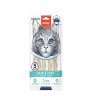 Wanpy Skin&Coat Tüy ve Deri Sağlığı Ton Balığı ve Somonlu Sıvı Ödül Maması 5x14 gr