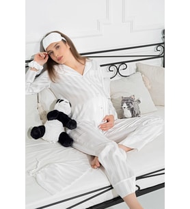 5'li Jakarlı Uzun Kol Hamile Pijama Takımı