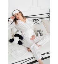 5'li Jakarlı Uzun Kol Hamile Pijama Takımı