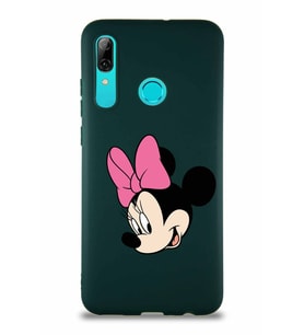 Huawei P Smart 2019 Soft Premier Kapak Minnie Mouse-B Tasarımlı Silikon Kılıf - Yeşil (Şeffaf)