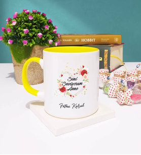 Anneler Günü Hediyesi Anneye Hediye - 12 - Kupa Bardak Sarı