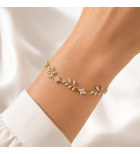 CM Jewelry Zirkon Taşlı Çiçek Bileklik – Gold Zarif Kadın Bileklik