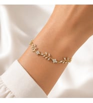 CM Jewelry Zirkon Taşlı Çiçek Bileklik – Gold Zarif Kadın Bileklik
