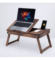 Katlanır Ayaklı Ayarlanabilir Laptop Sehpası Telefon Bölmeli Bilgisayar Çalışma Sehpası